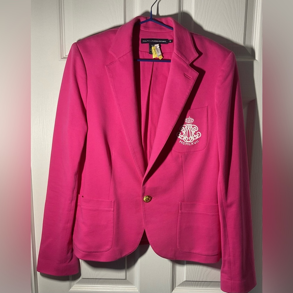 Ralph Lauren Sport Pink Crown Blazer Size 14